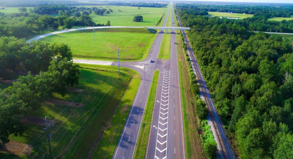 a section of road built with autonomous paving
